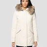 WOOLRICH-Parka Luxury con Pelliccia Bianco Crema-TRYME Shop