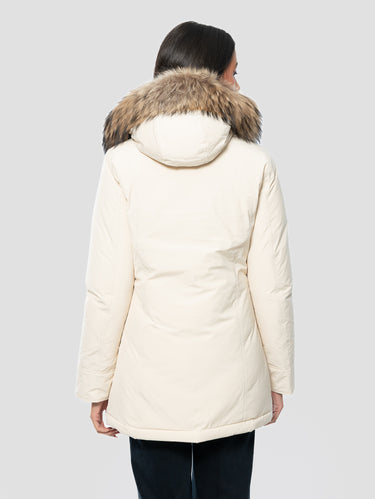 Parka Luxury con Pelliccia Bianco Crema