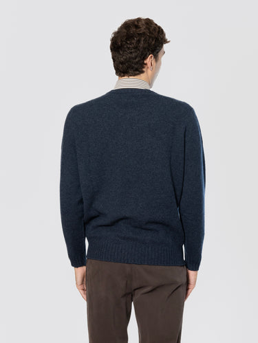 Girocollo in Lana in Misto Cashmere Avio