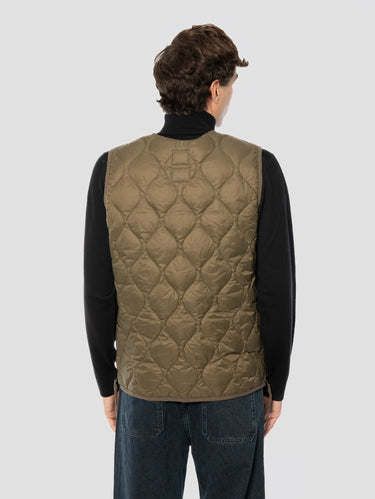 Gilet léger matelassé à motifs ondulés olive