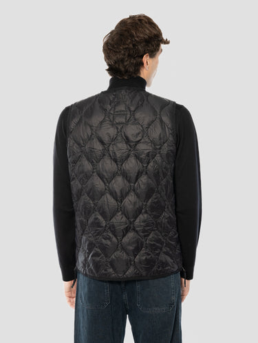 Gilet léger matelassé à motifs ondulés noir