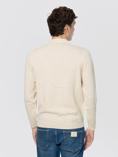 Maglione Modello Polo in Lana Merinos Sabbia