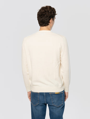 Maglione in Misto Cashmere con Ricamo I Am a New Man Bianco