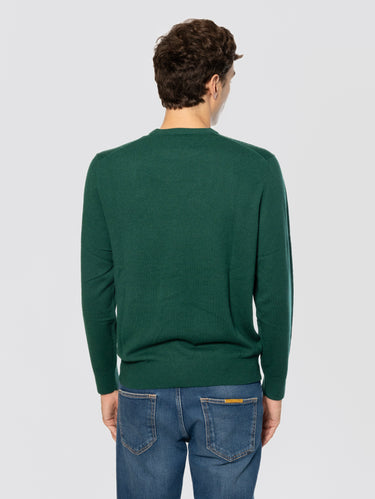 Maglione in Misto Cashmere con Ricamo E io pago Verde