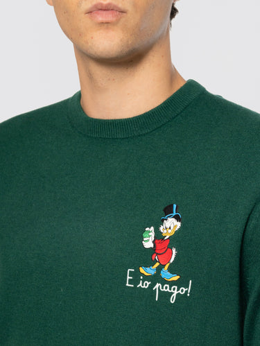 Maglione in Misto Cashmere con Ricamo E io pago Verde