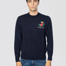 MC2 SAINT BARTH-Maglione in Misto Cashmere con Ricamo Family Sponsor Blu-TRYME Shop