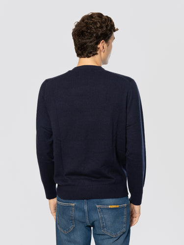 Maglione in Misto Cashmere con Ricamo Family Sponsor Blu