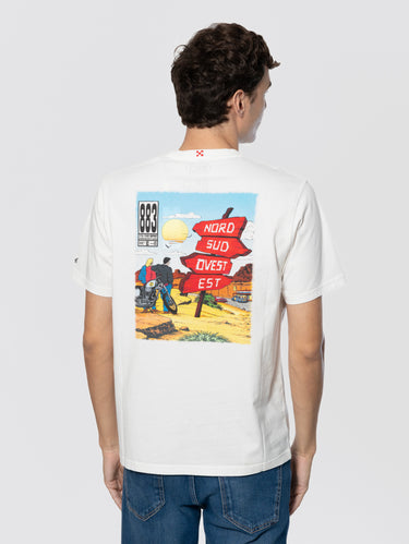 T-shirt con Grafica Nord Sud Ovest Est 883 Bianco