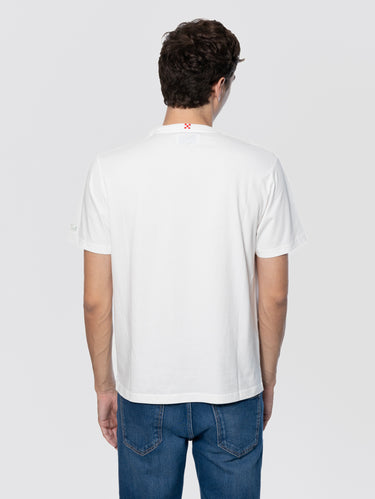 T-shirt con Taschino e Ricamo Famolo Strano Orologio Bianca