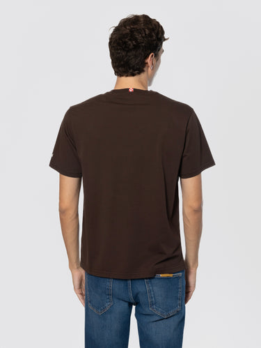 T-shirt con ricamo Money Never Sleeps Marrone