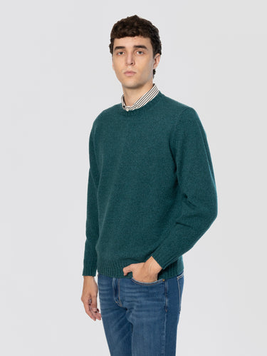 Girocollo in Lana in Misto Cashmere Verde