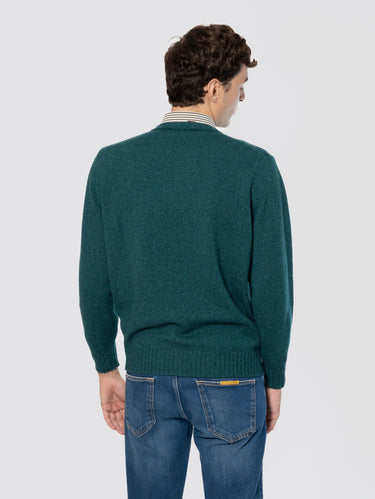 Girocollo in Lana in Misto Cashmere Verde