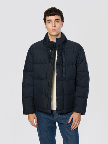 Piumino in Tela di Cotone e Nylon Opaca Blu