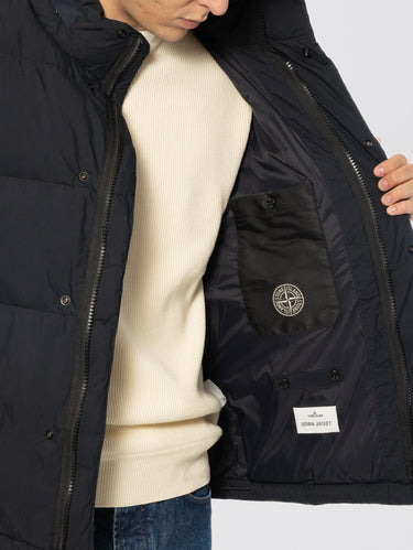 Piumino in Tela di Cotone e Nylon Opaca Blu