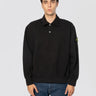 STONE ISLAND-Felpa con Collo Polo in Cotone Nero-TRYME Shop