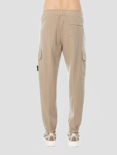 Pantaloni Cargo Jogger in Flanella Biscotto
