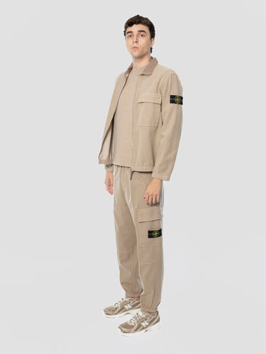 Pantaloni Cargo Jogger in Flanella Biscotto