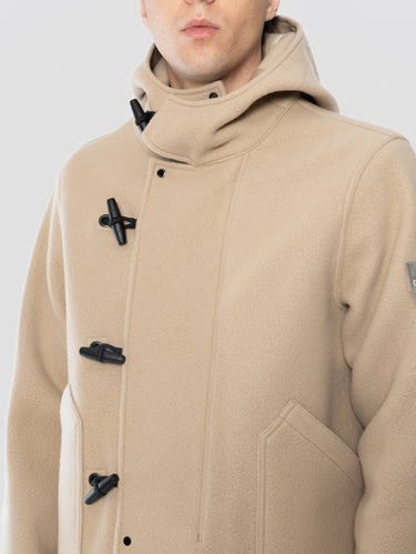 Parka in Panno di Lana e Cashmere Pesante Biscotto