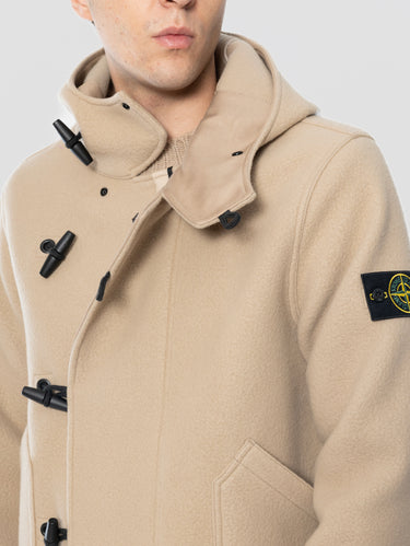 Parka in Panno di Lana e Cashmere Pesante Biscotto