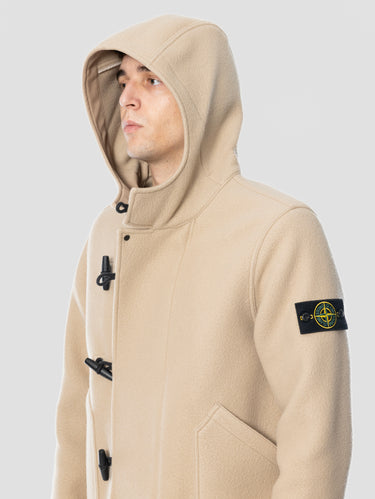 Parka in Panno di Lana e Cashmere Pesante Biscotto