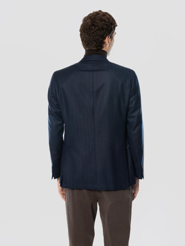 Giacca Spinata in Lana Vergine Blu