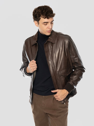 Bomber in Pelle con Imbottitura David Testa di Moro