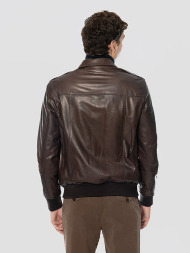 Bomber in Pelle con Imbottitura David Testa di Moro