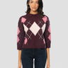 PINKO-Maglia Collo Polo con Rombi Bordeaux-TRYME Shop