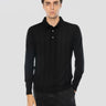 FILIPPO DE LAURENTIIS-Maglia a Polo Manica Lunga in Merino Nero-TRYME Shop