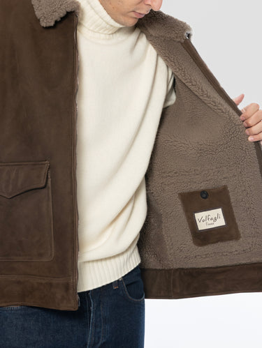 Giaccone Brunelleschi in Shearling Tortora