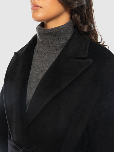 Cappotto Lungo in Lana con Rever a Lancia Nero