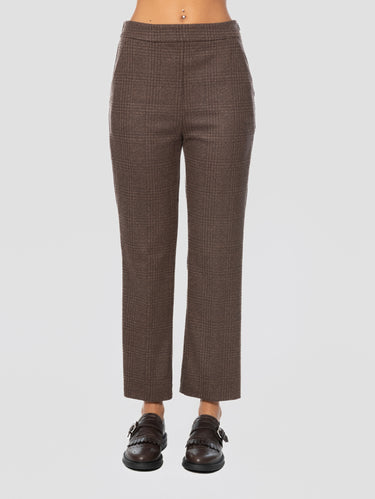 Pantaloni in Principe di Galles Cropped alla Caviglia Testa Moro