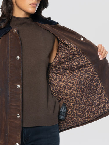 Giacca Truker con Pietre e Strass ed Imbottita Cacao