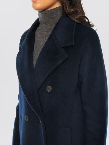 Cappotto Doppiopetto in Panno di Pura Lana di Blu