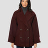 ESSENTIEL ANTWERP-Cappotto Doppiopetto In Lana Trapuntato Bordeaux-TRYME Shop