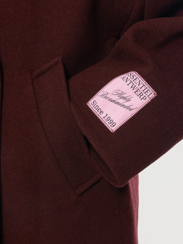 Cappotto Doppiopetto In Lana Trapuntato Bordeaux