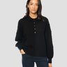 RALPH LAUREN-Maglia in Lana a Trecce con collo Polo Nero-TRYME Shop