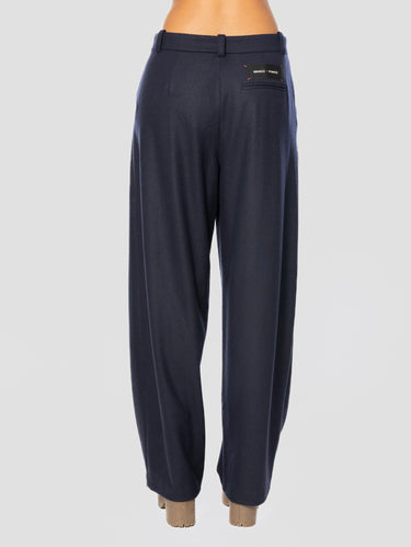 Pantaloni Gamba Dritta In Jersey di Flanella Blu