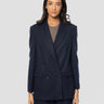 PINKO-Giacca Doppiopetto in Jersey di Flanella Blu-TRYME Shop