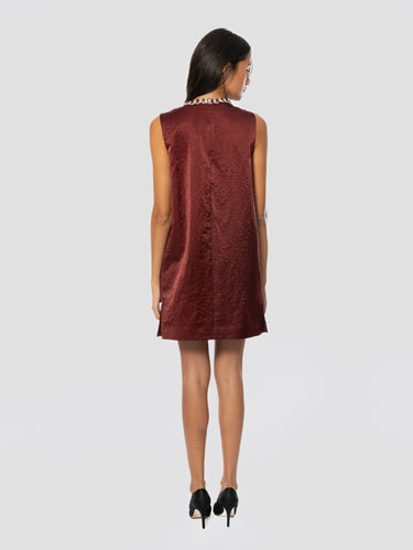 Abito Mini Senza Manich con Strass Bordeaux