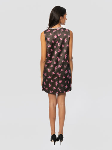 Abito Mini Senza Manich con Strass Floreale
