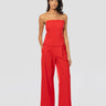 PINKO-Tuta Mono Pezzo con Bustino Rigido Rosso Puro-TRYME Shop