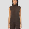 MAX MARA MM-Maglia Smanicata con Collo a Cratere Marrone-TRYME Shop