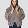 P.A.R.O.S.H.-Giubbotto Corto in Ecopelliccia Grigio-TRYME Shop