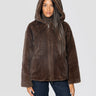 P.A.R.O.S.H.-Giubbotto con Cappuccio in Ecopelliccia Marrone-TRYME Shop
