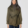 BRERAS MILANO-Giaccone Corto con Collo Sciallato in Lana Verde-TRYME Shop