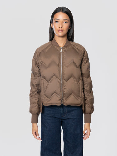 Bomber in Nylon con Piuma D'oca Cacao
