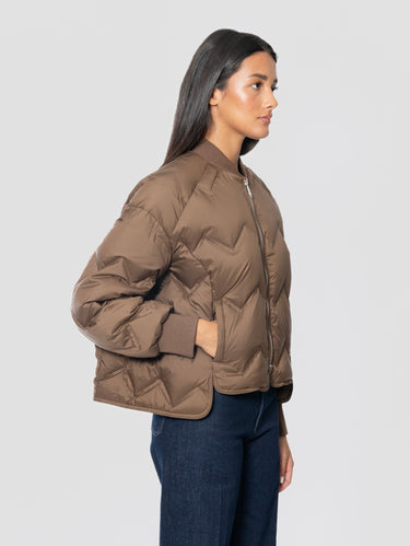 Bomber in Nylon con Piuma D'oca Cacao