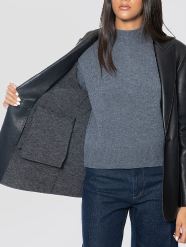 Blazer in Pelle d'Agnello Nero