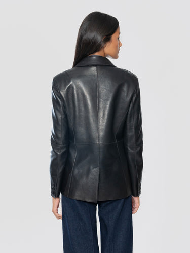 Blazer in Pelle d'Agnello Nero